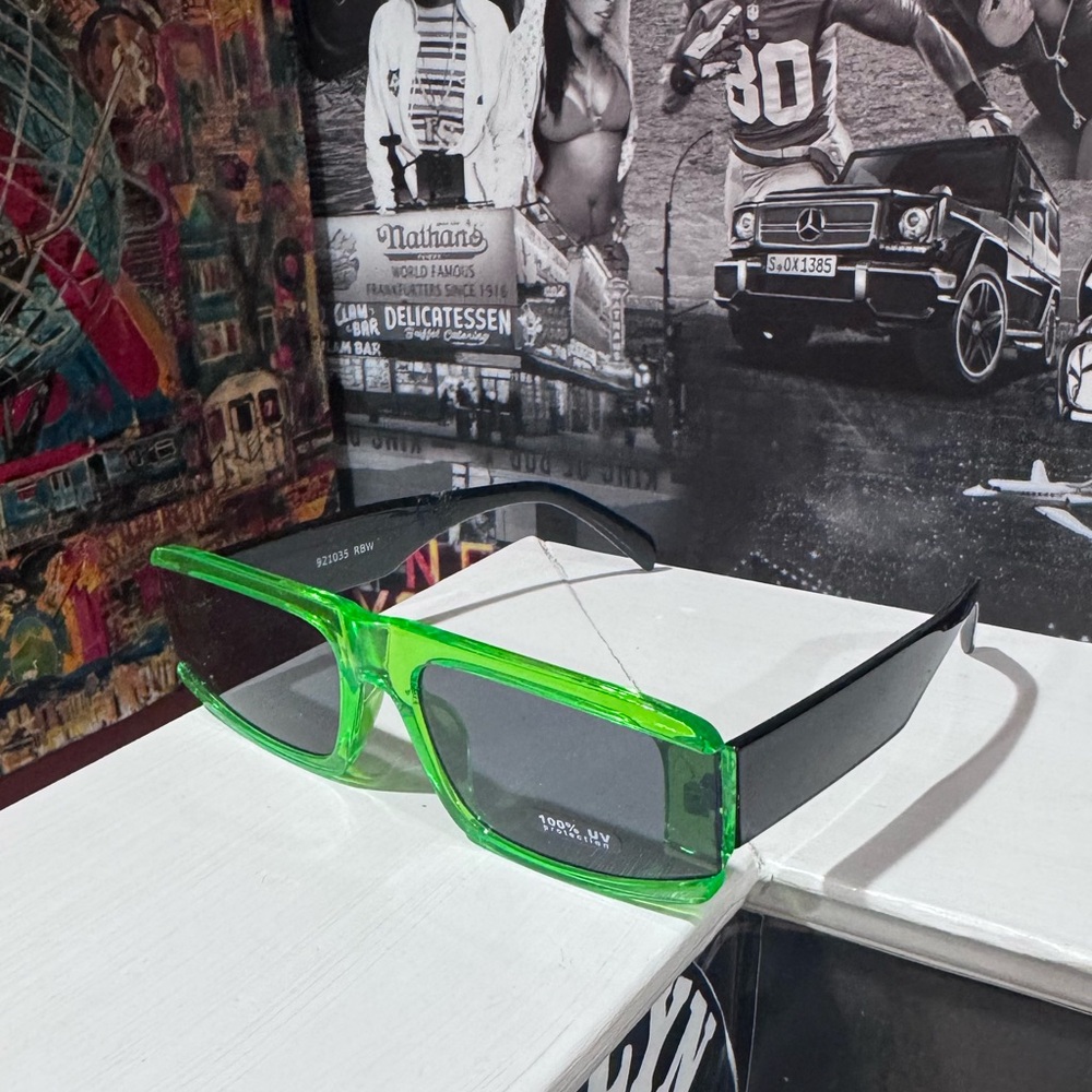 Neon Green and Black Sunglasses
